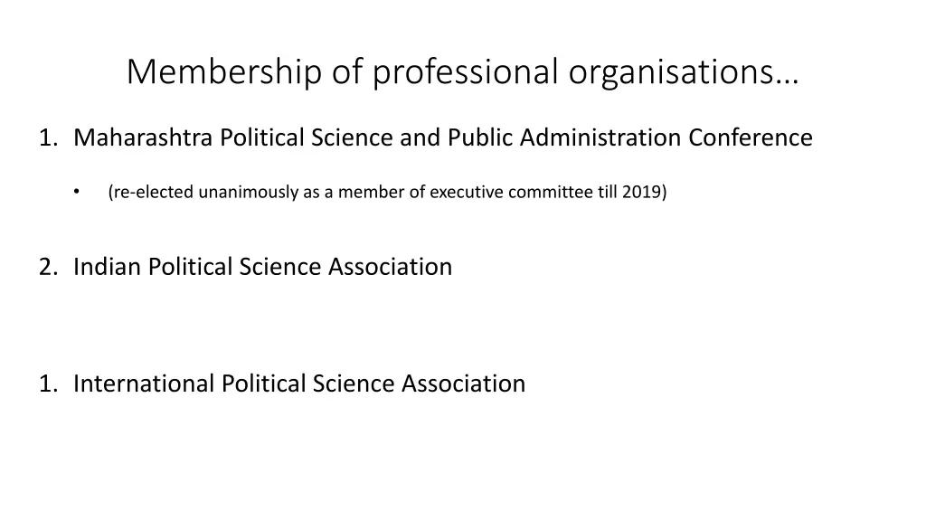 membership of professional organisations