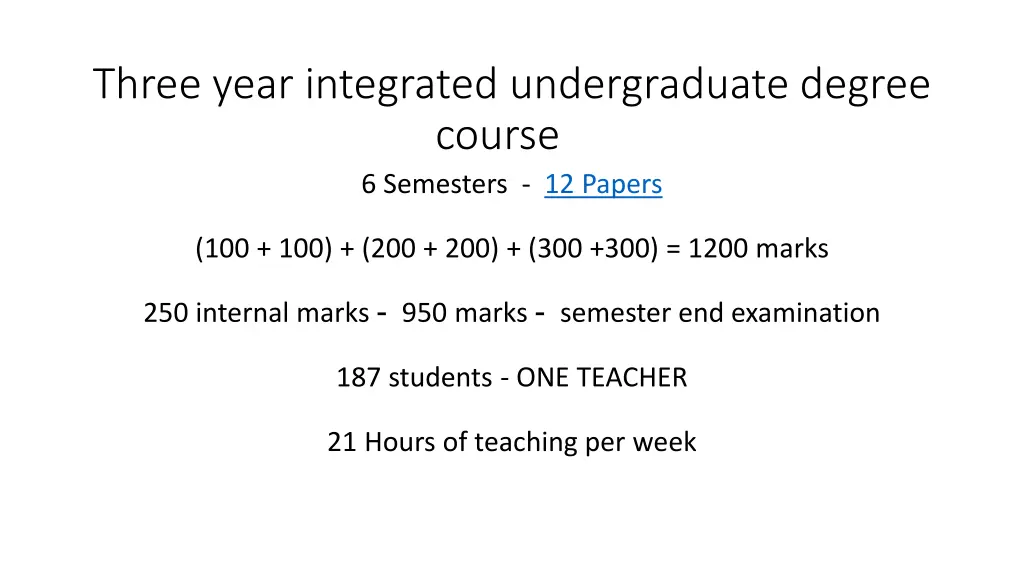 three year integrated undergraduate degree course