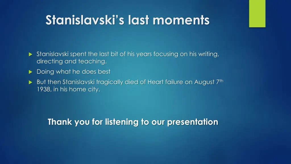 stanislavski s last moments