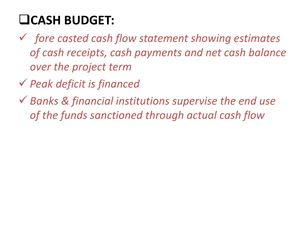 cash budget fore casted cash flow statement