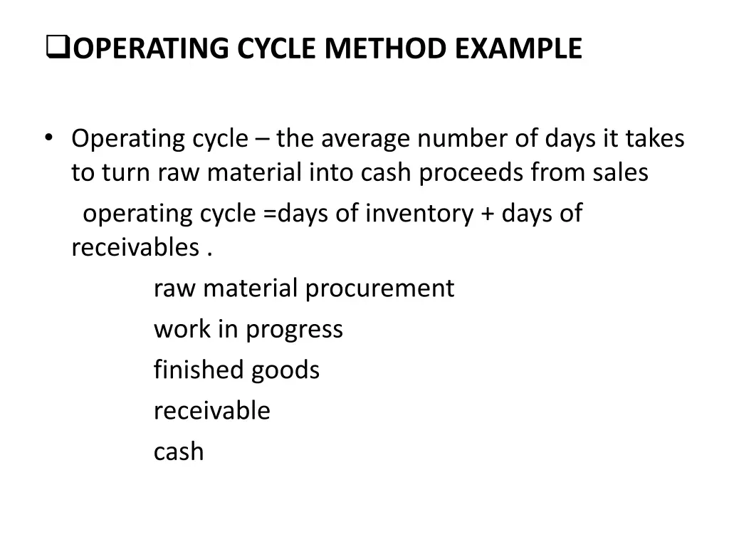 operating cycle method example