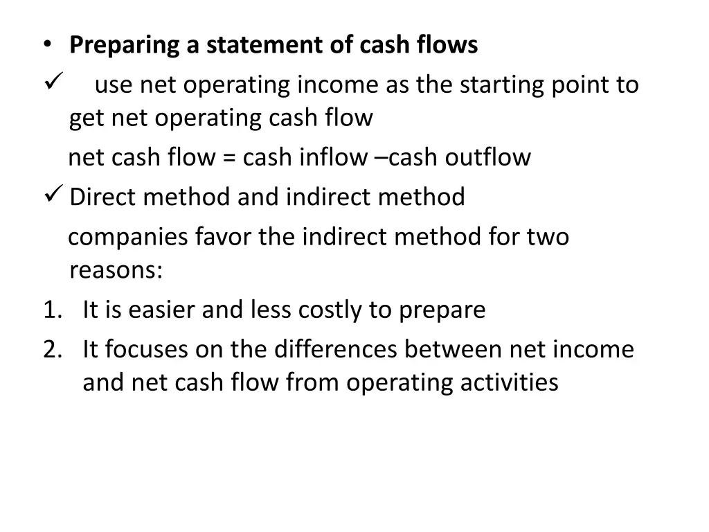 preparing a statement of cash flows