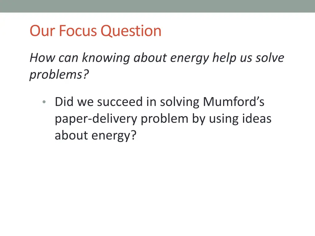 our focus question