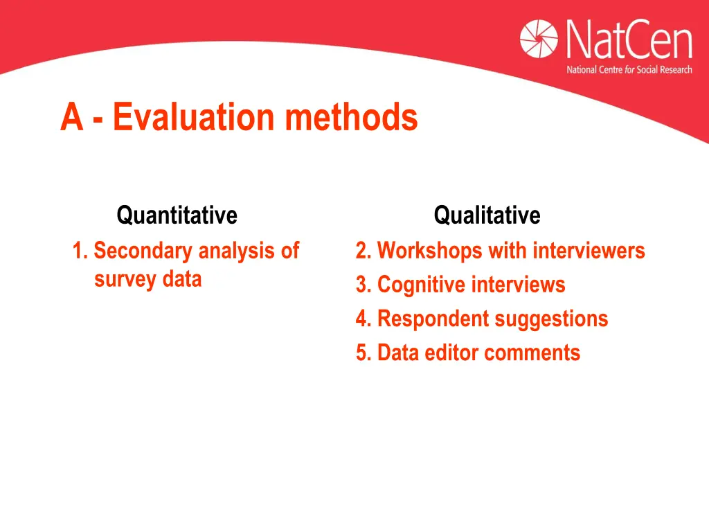a evaluation methods