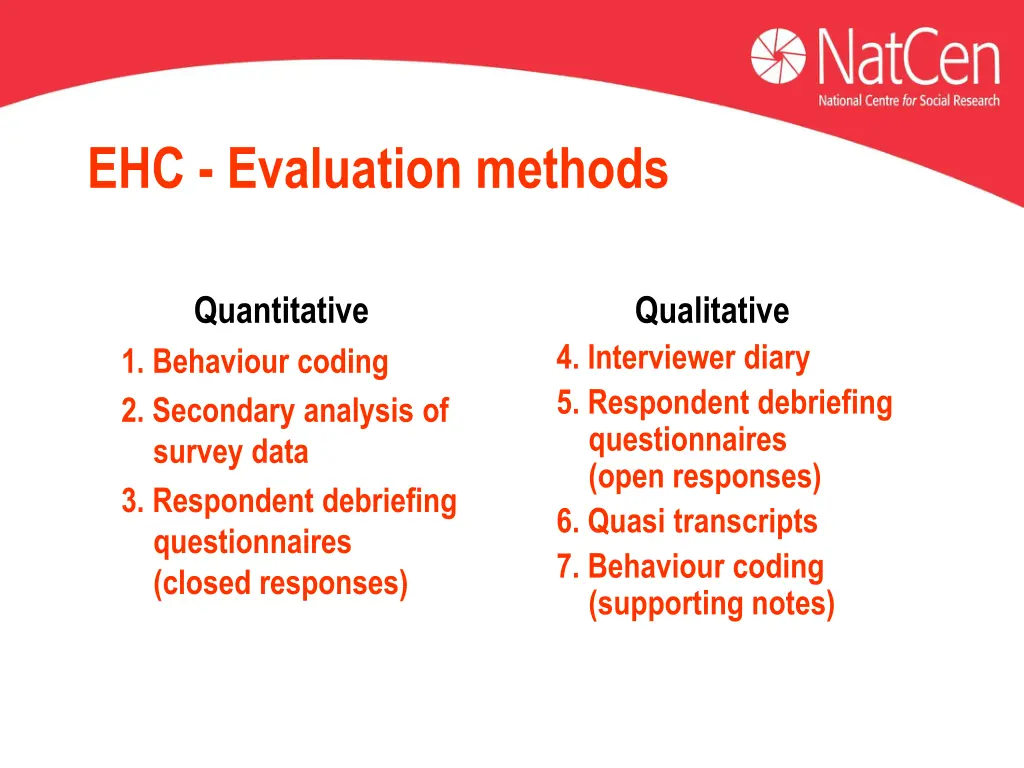 ehc evaluation methods