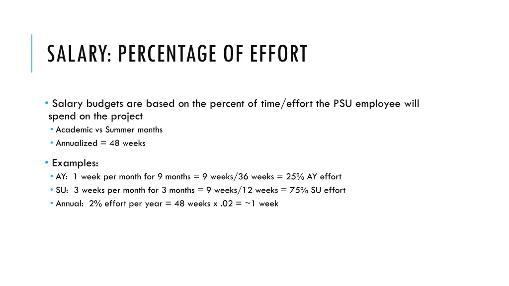 salary percentage of effort