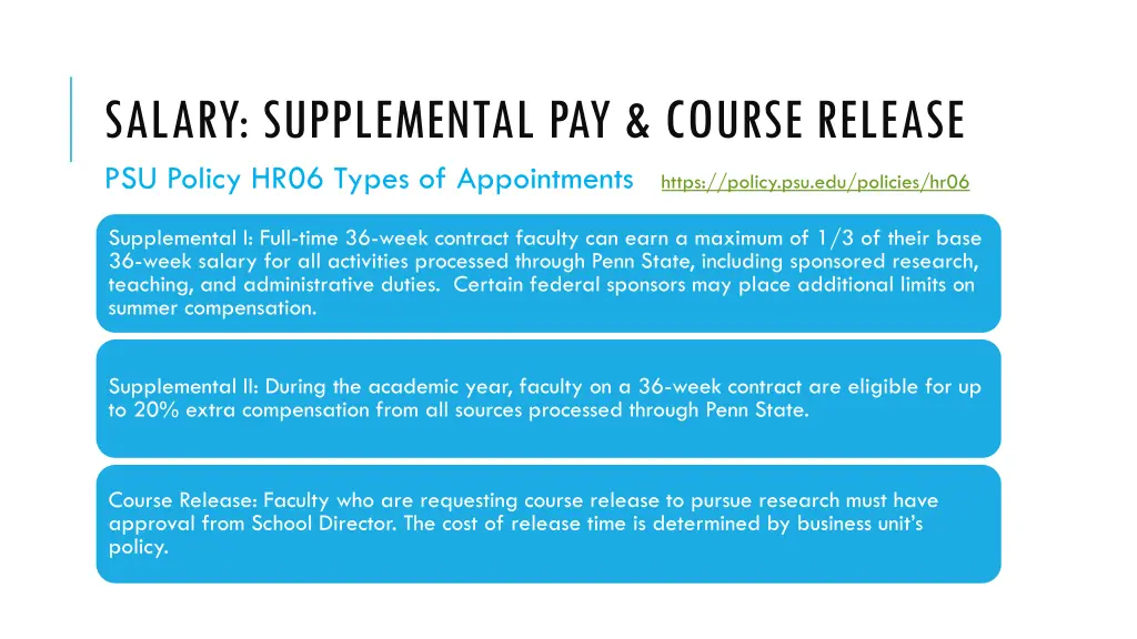 salary supplemental pay course release psu policy