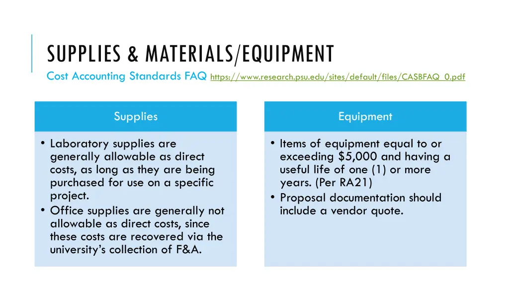 supplies materials equipment cost accounting