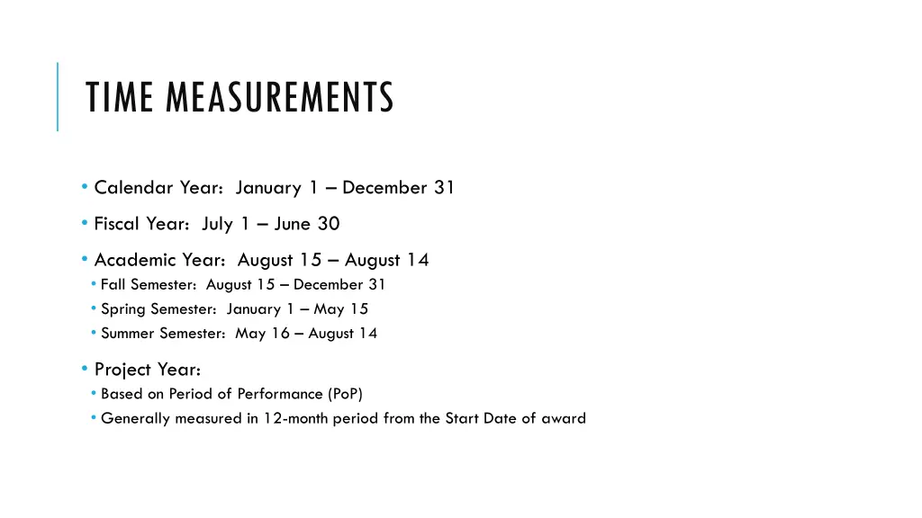time measurements