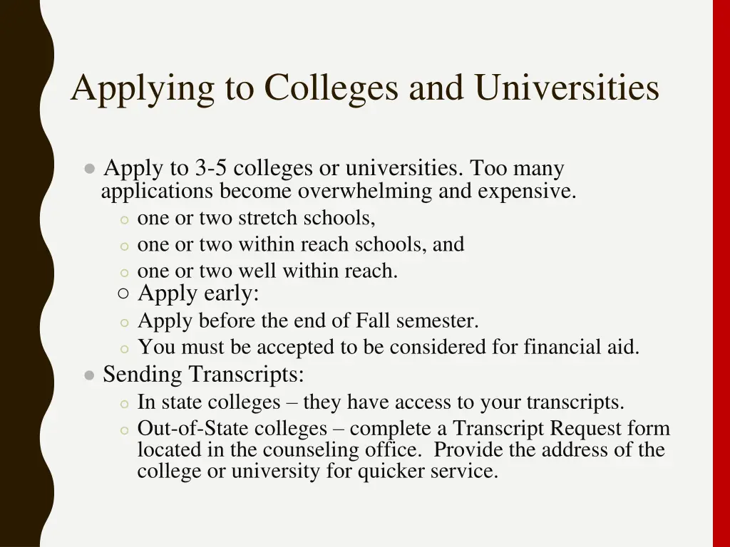 applying to colleges and universities