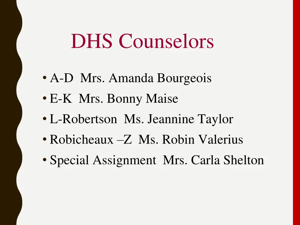 dhs counselors