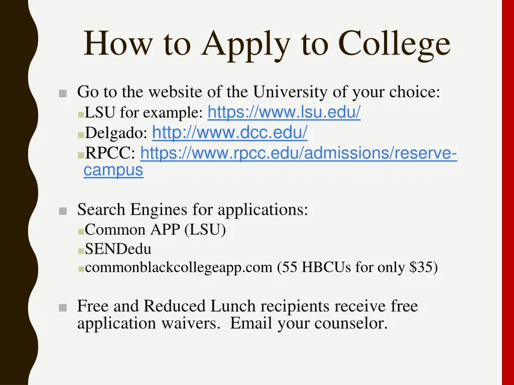 how to apply to college