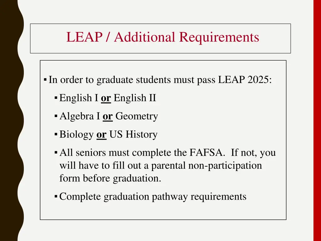 leap additional requirements