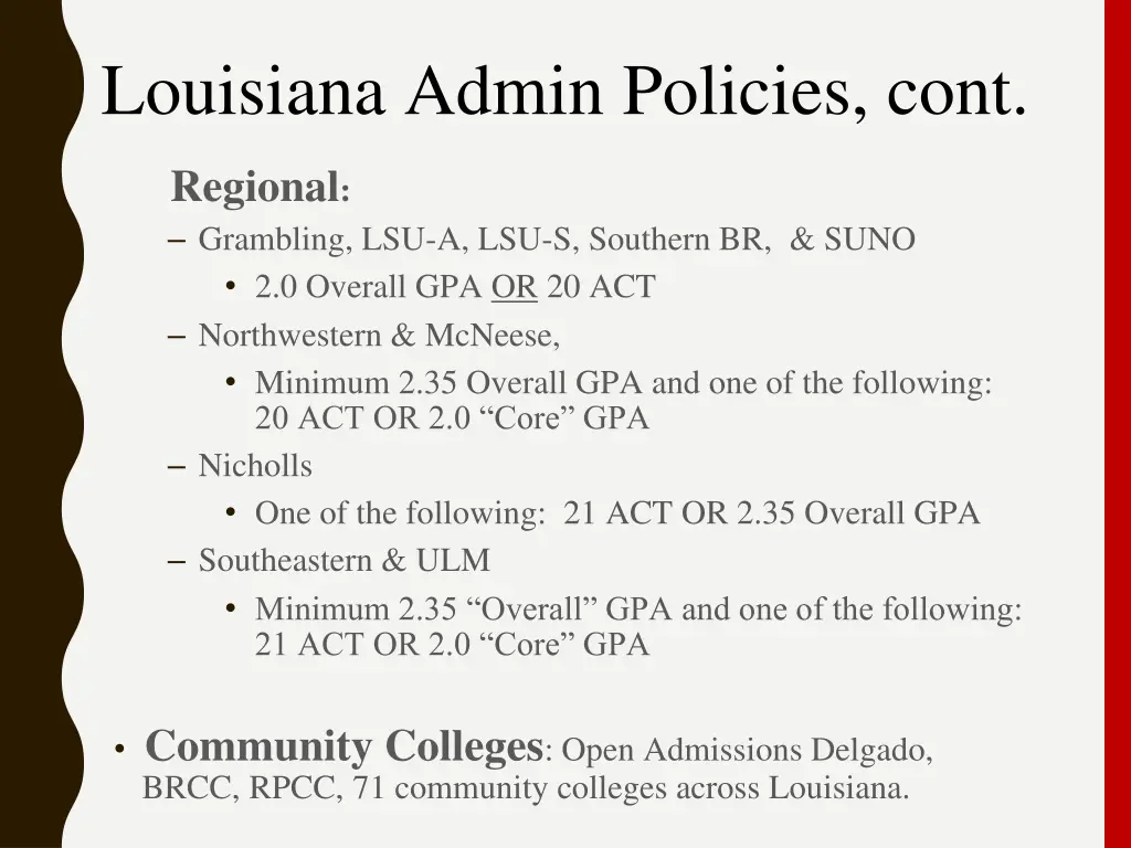 louisiana admin policies cont