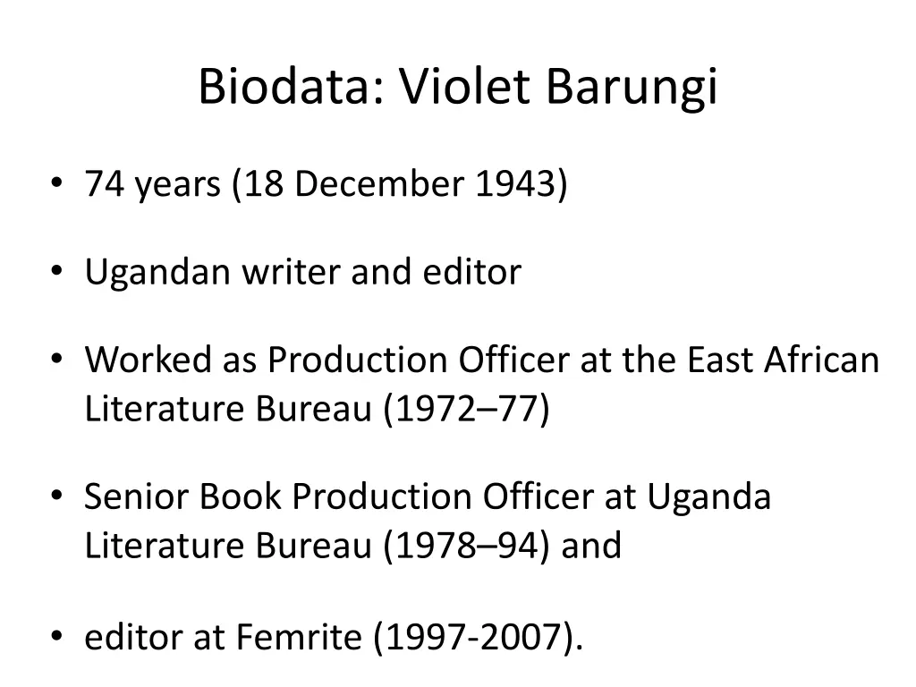 biodata violet barungi
