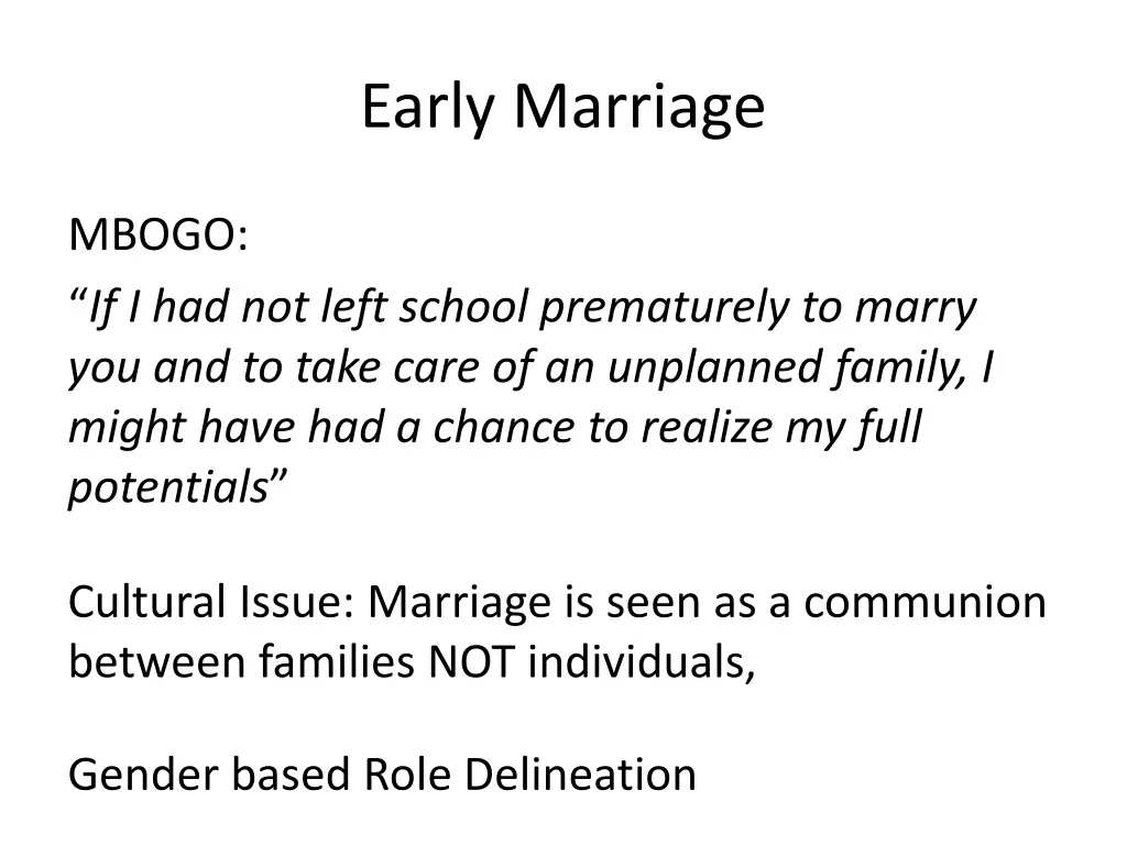 early marriage