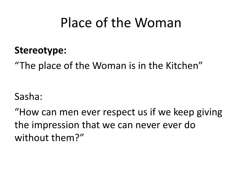 place of the woman