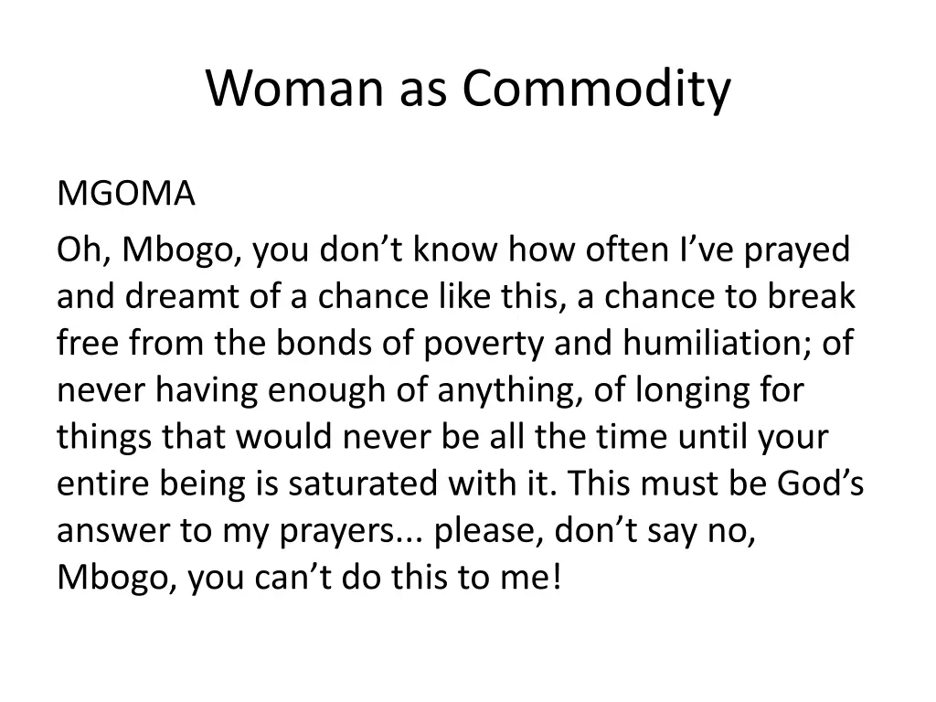 woman as commodity