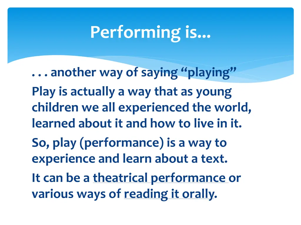performing is