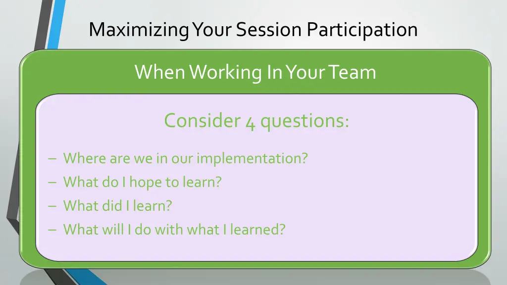 maximizing your session participation