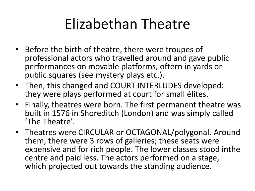 elizabethan theatre