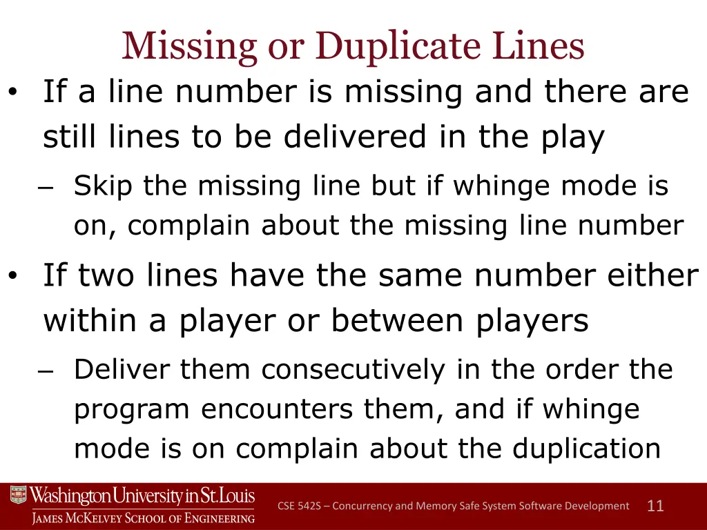 missing or duplicate lines if a line number