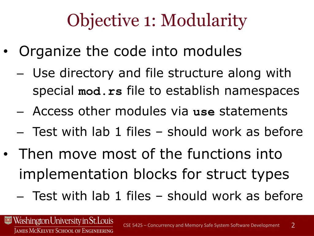 objective 1 modularity
