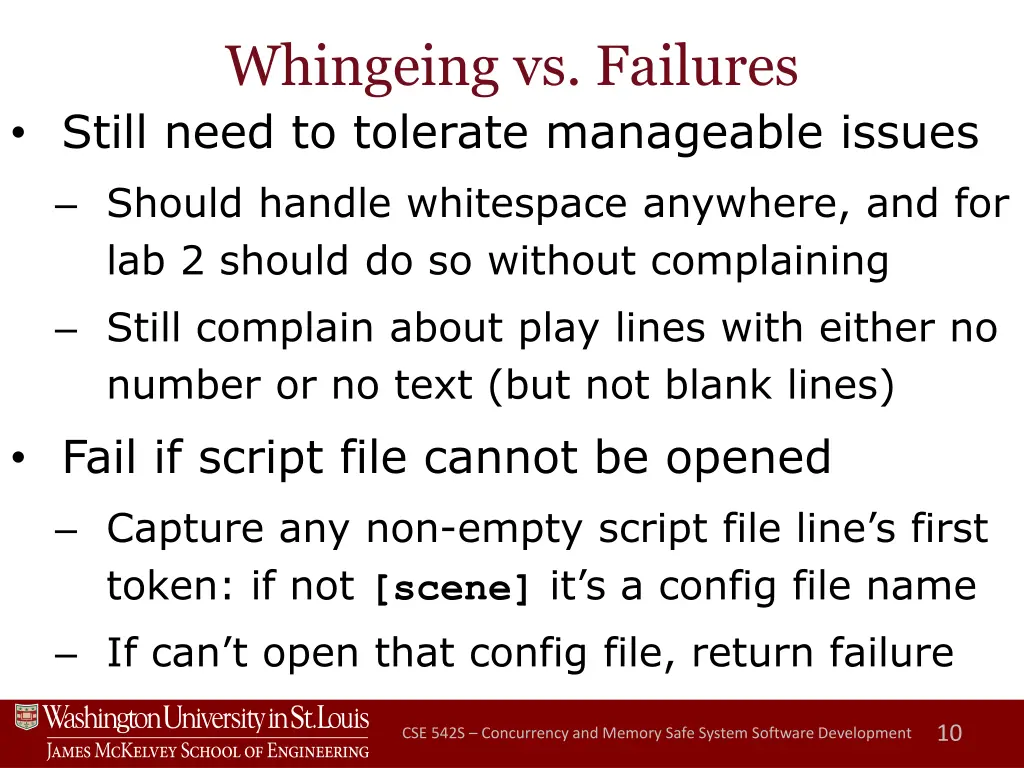 whingeing vs failures still need to tolerate