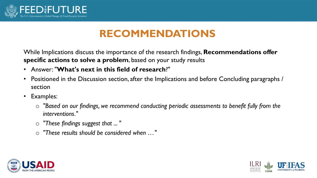 recommendations