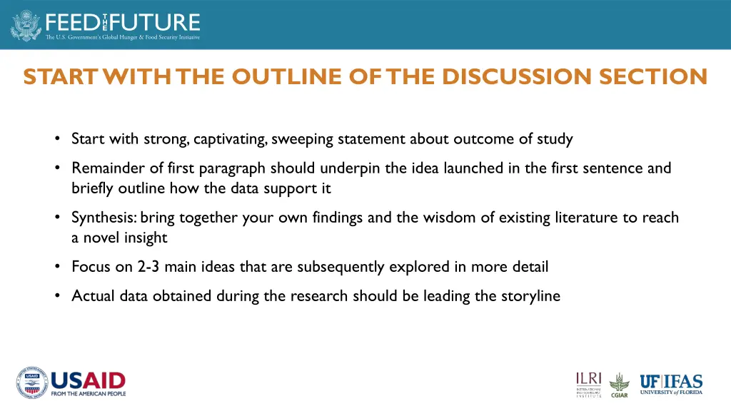 start with the outline of the discussion section