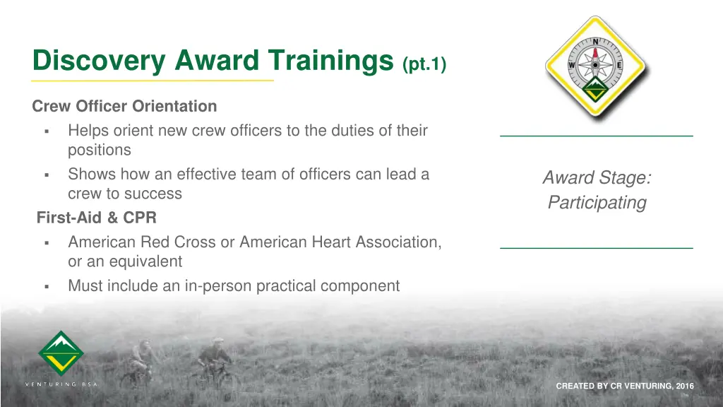 discovery award trainings pt 1