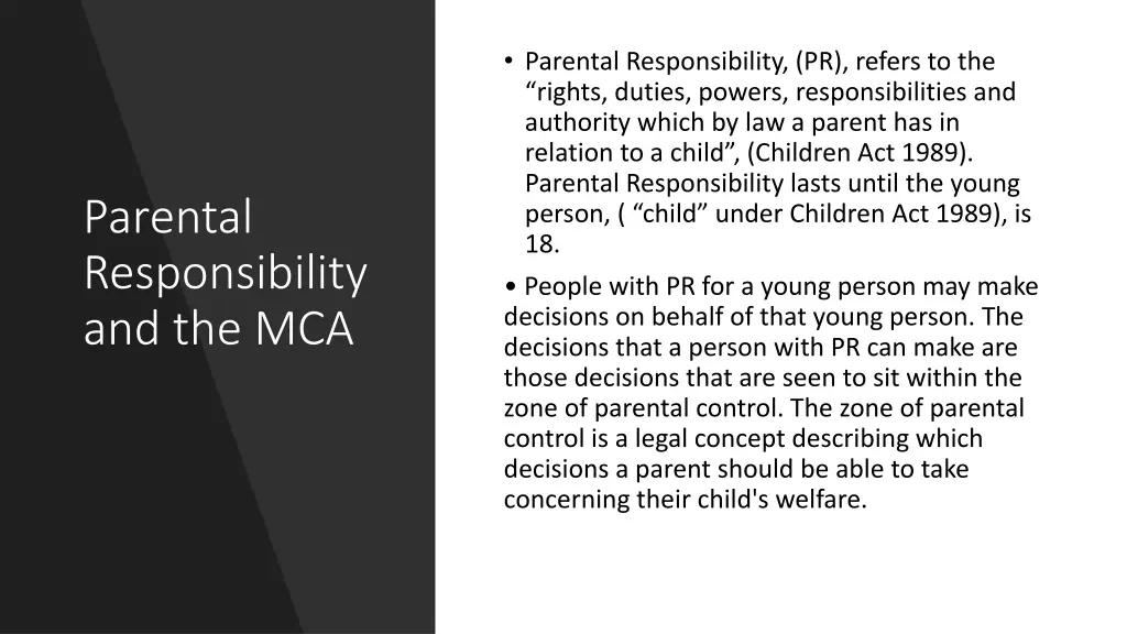 parental responsibility pr refers to the rights