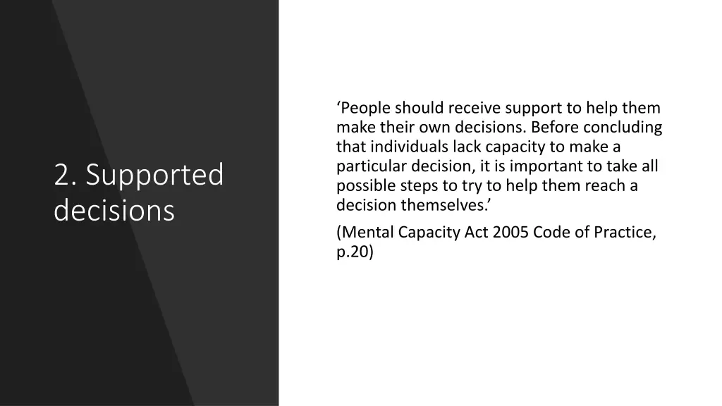 people should receive support to help them make
