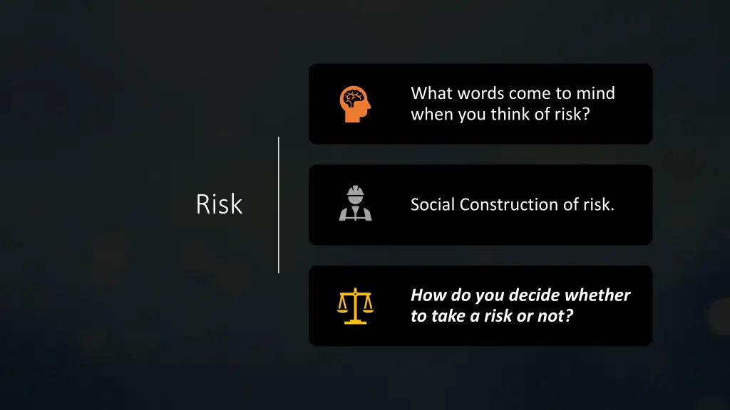 what words come to mind when you think of risk