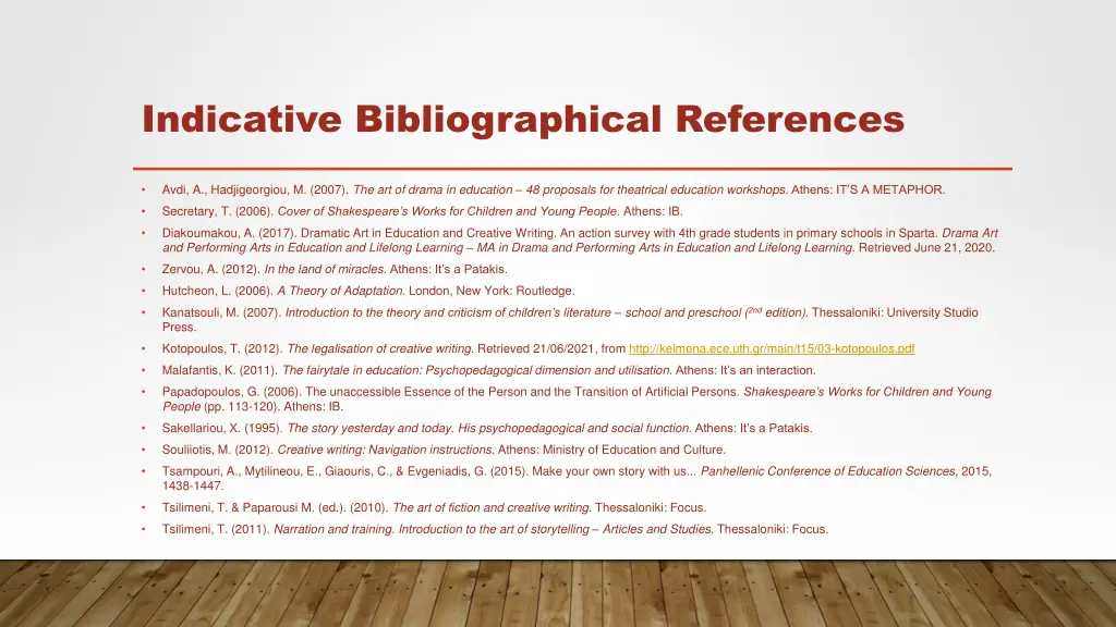 indicative bibliographical references