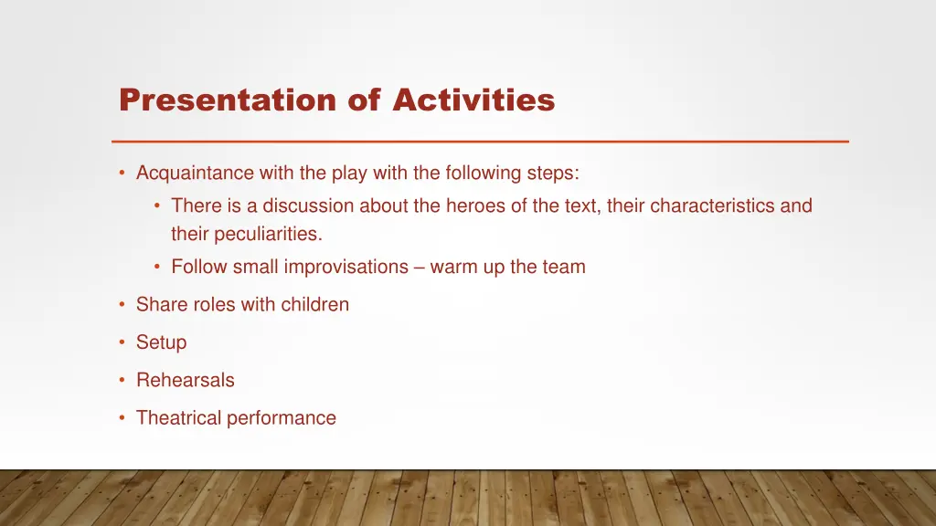 presentation of activities 1