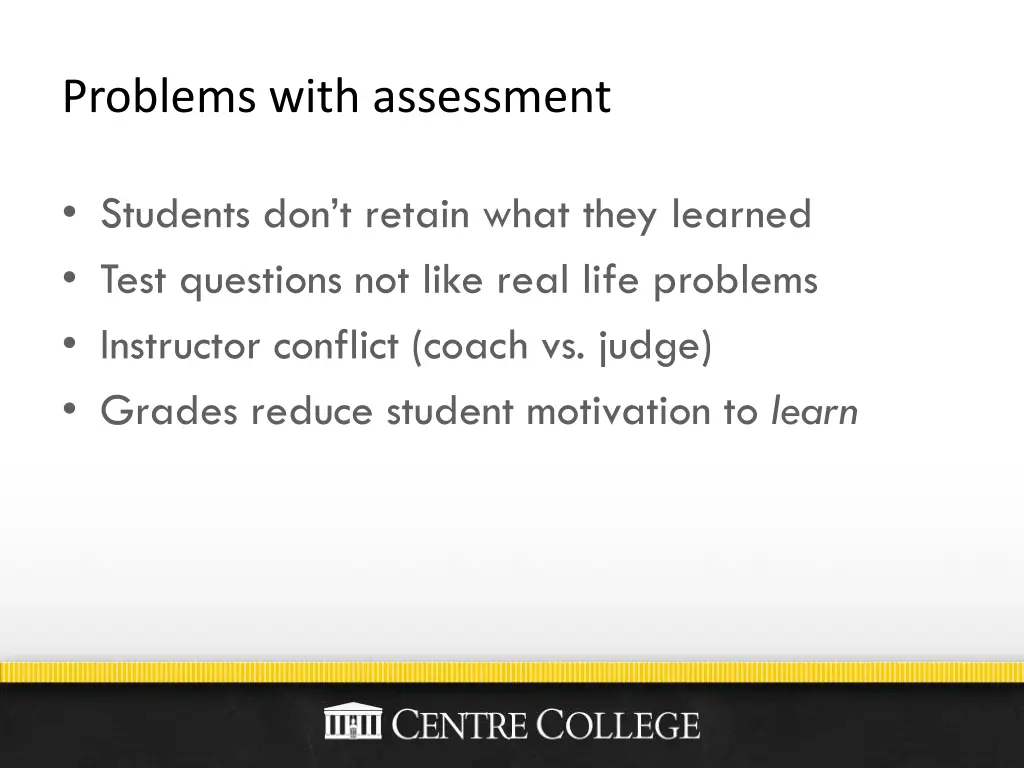 problems with assessment 1
