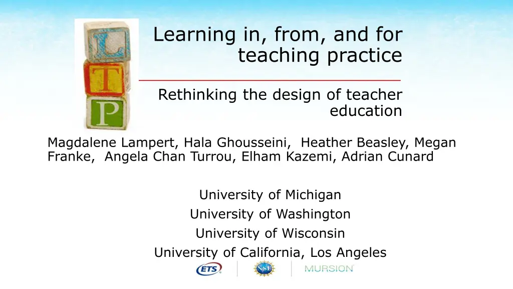 learning in from and for teaching practice