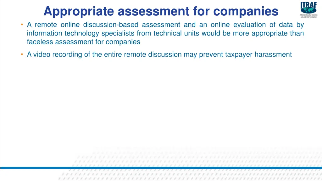 appropriate assessment for companies a remote