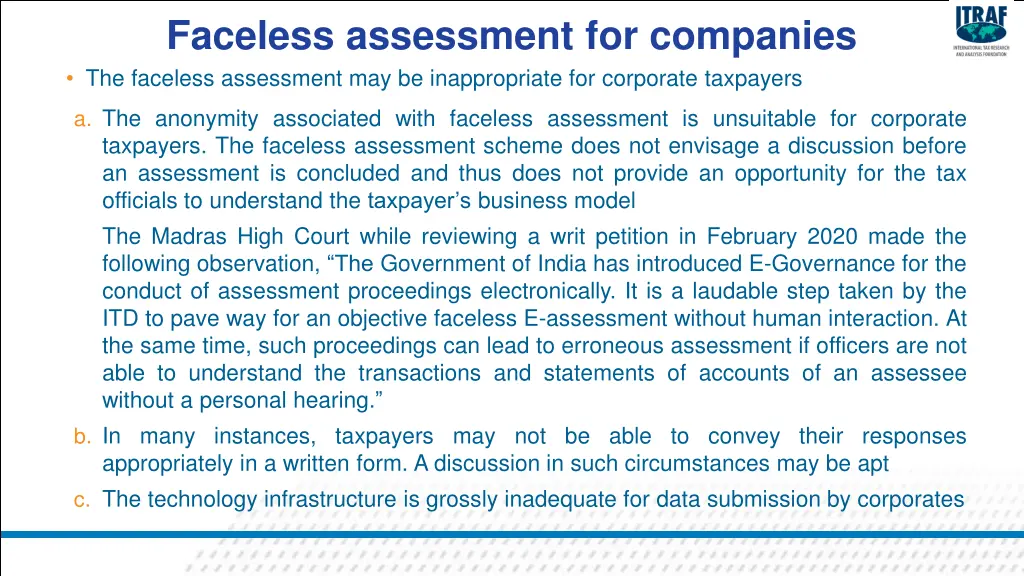 faceless assessment for companies the faceless