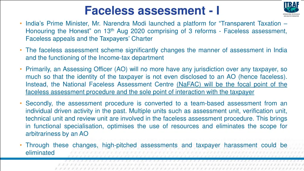 faceless assessment i india s prime minister
