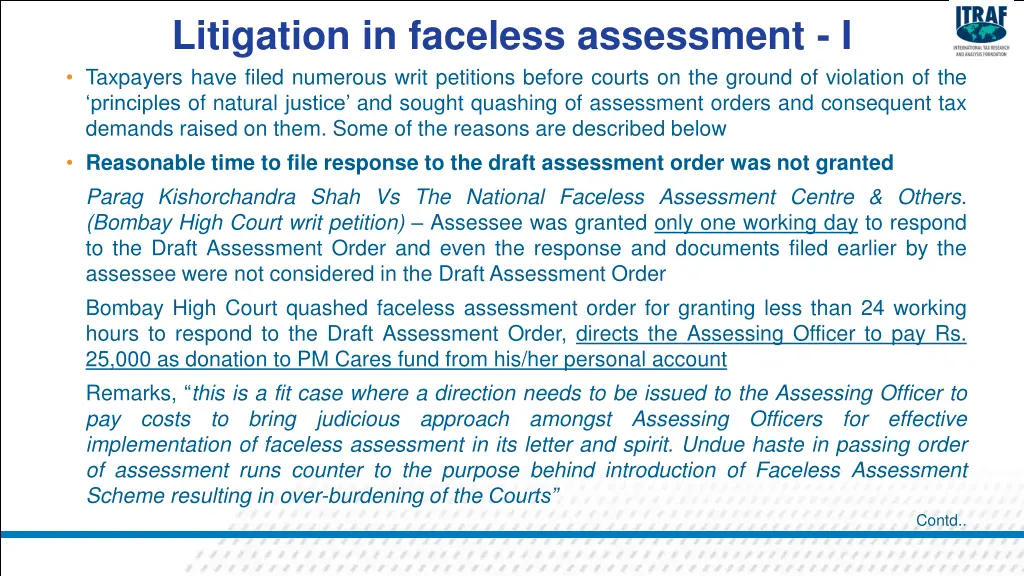 litigation in faceless assessment i taxpayers