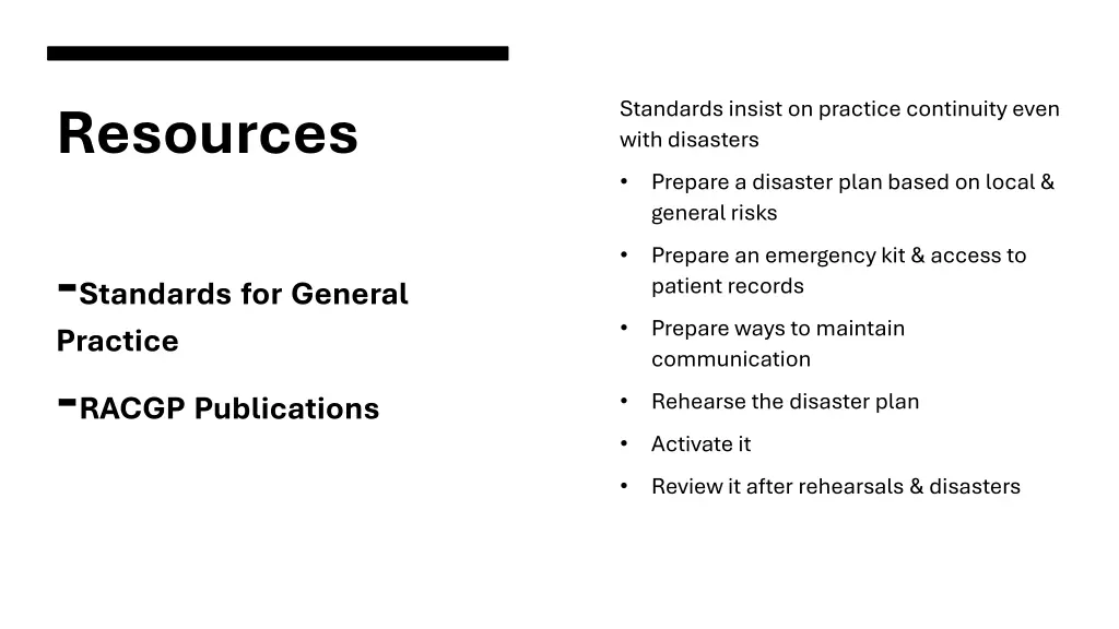 standards insist on practice continuity even with