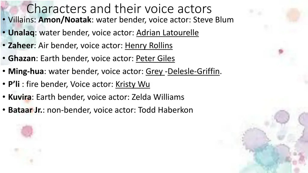 characters and their voice actors villains amon