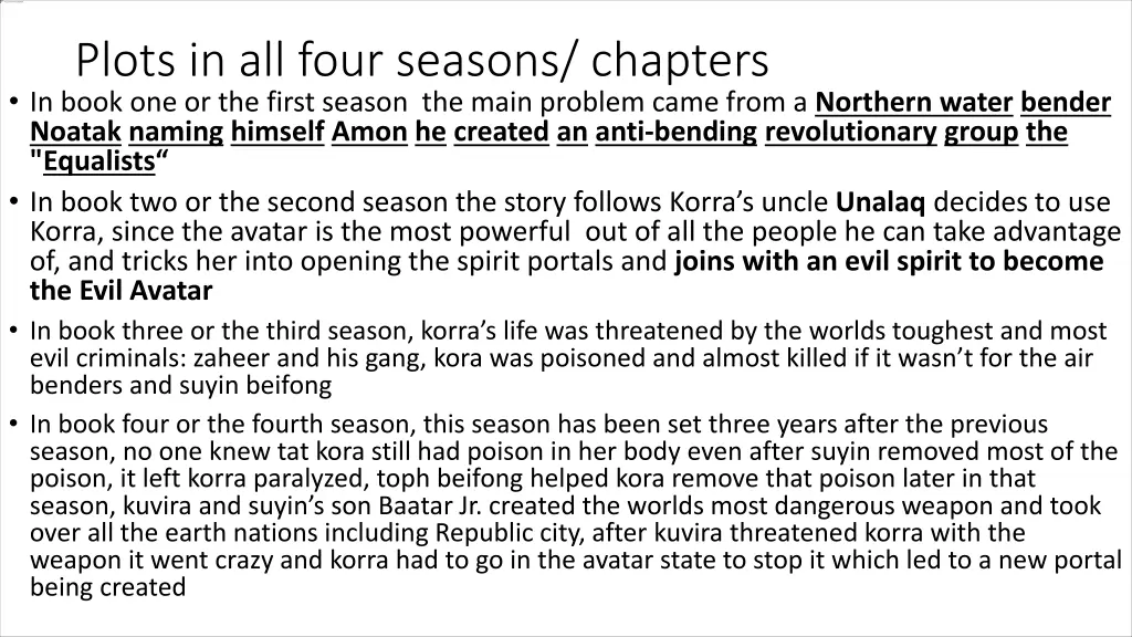 plots in all four seasons chapters in book