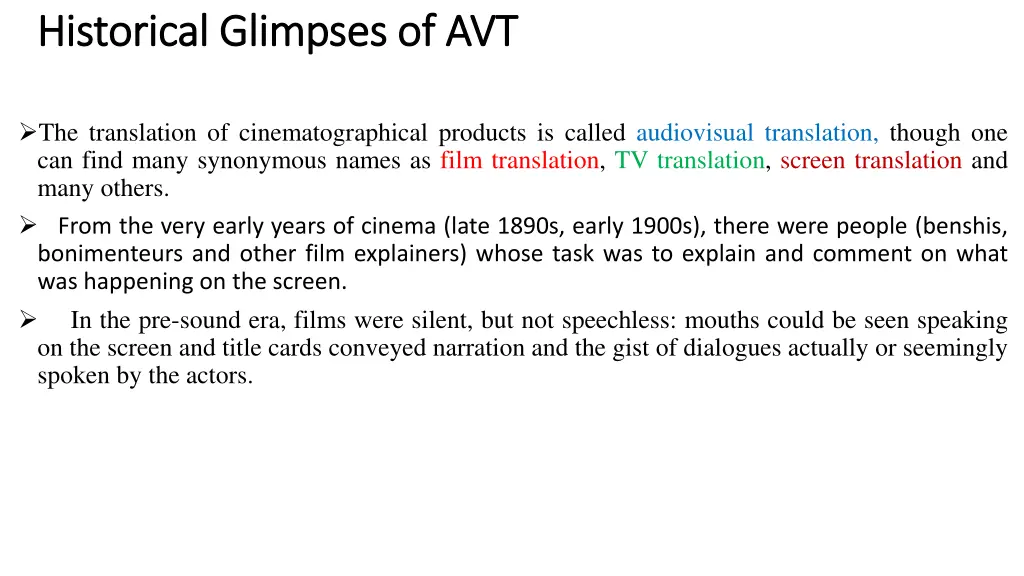 historical glimpses of avt historical glimpses