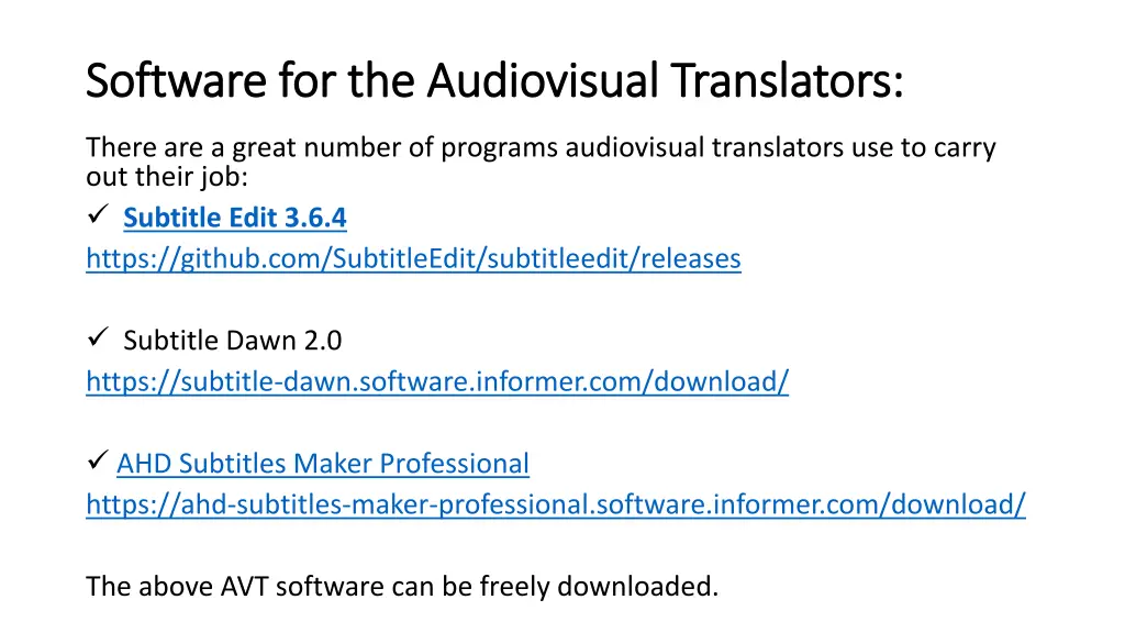 software for the audiovisual translators software