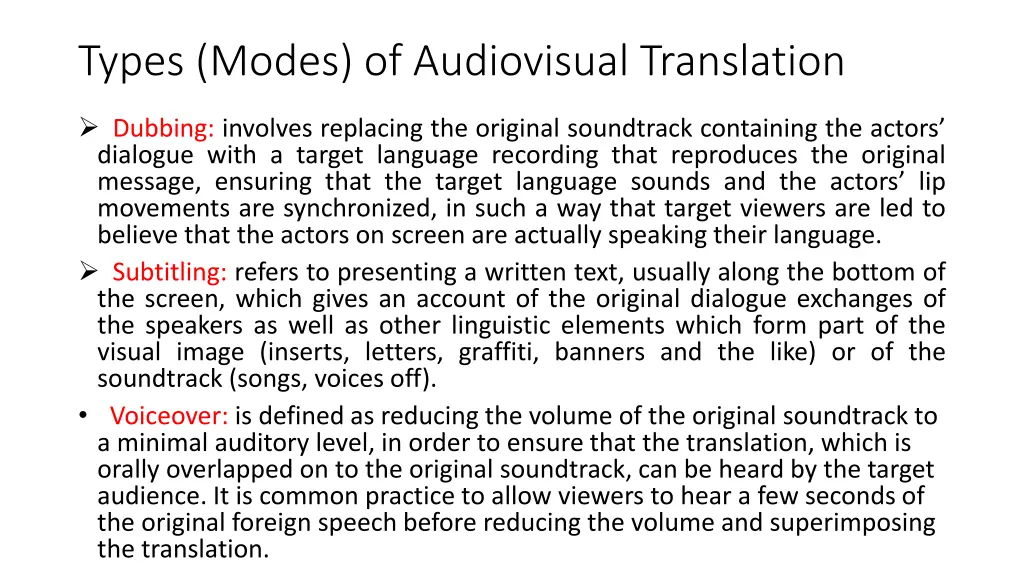 types modes of audiovisual translation