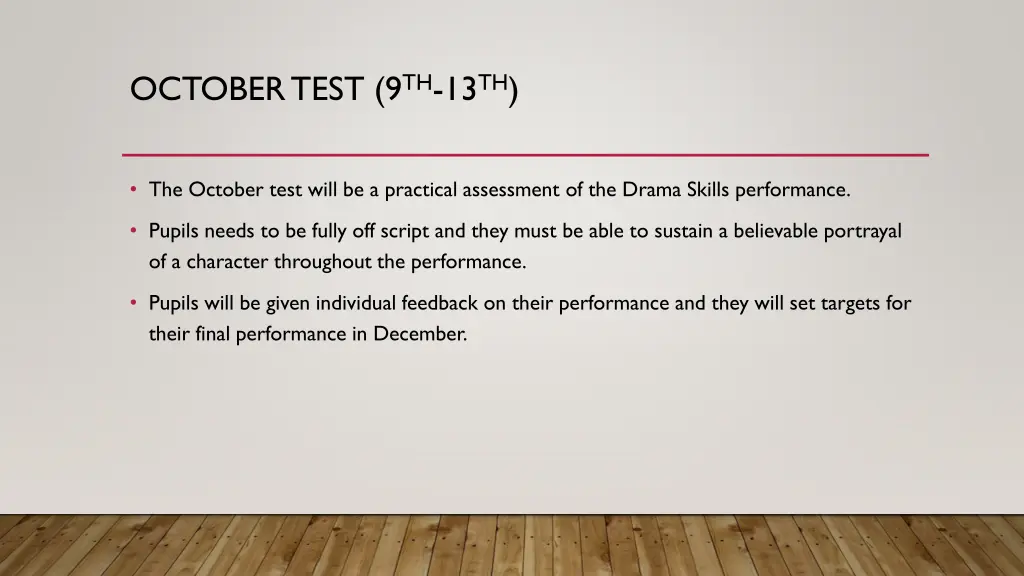 october test 9 th 13 th