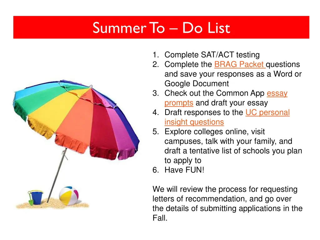 summer to do list